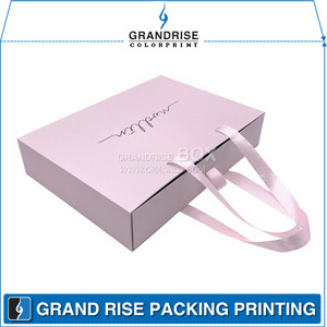 Custom Pink Cardboard Drawer Gift Box With Ribbon