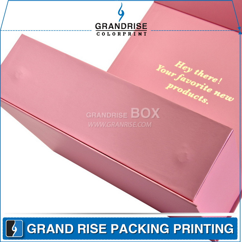 Custom Logo Cardboard Pink Flat Folding Luxury Magnetic Foldable Gift Collapsible Clothing Beauty Packaging Box 