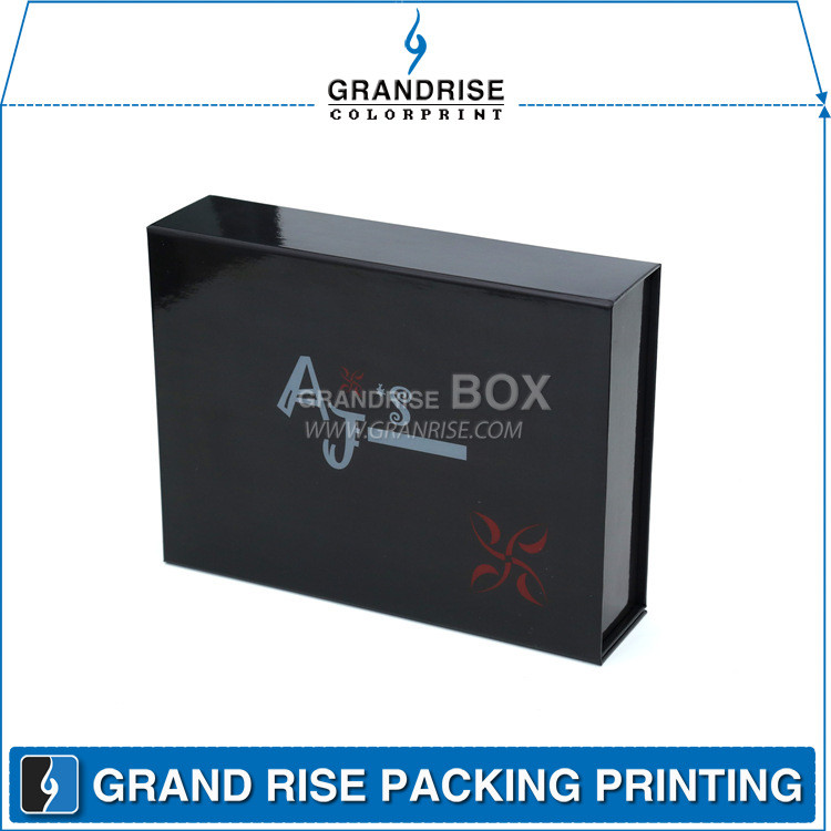 Matte Black Cardboard Magnetic Folding Boxes With Logo Printed