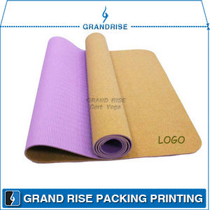 Factory Yoga Mat Cork and Natural Rubber with Position Lines Yoga Matt